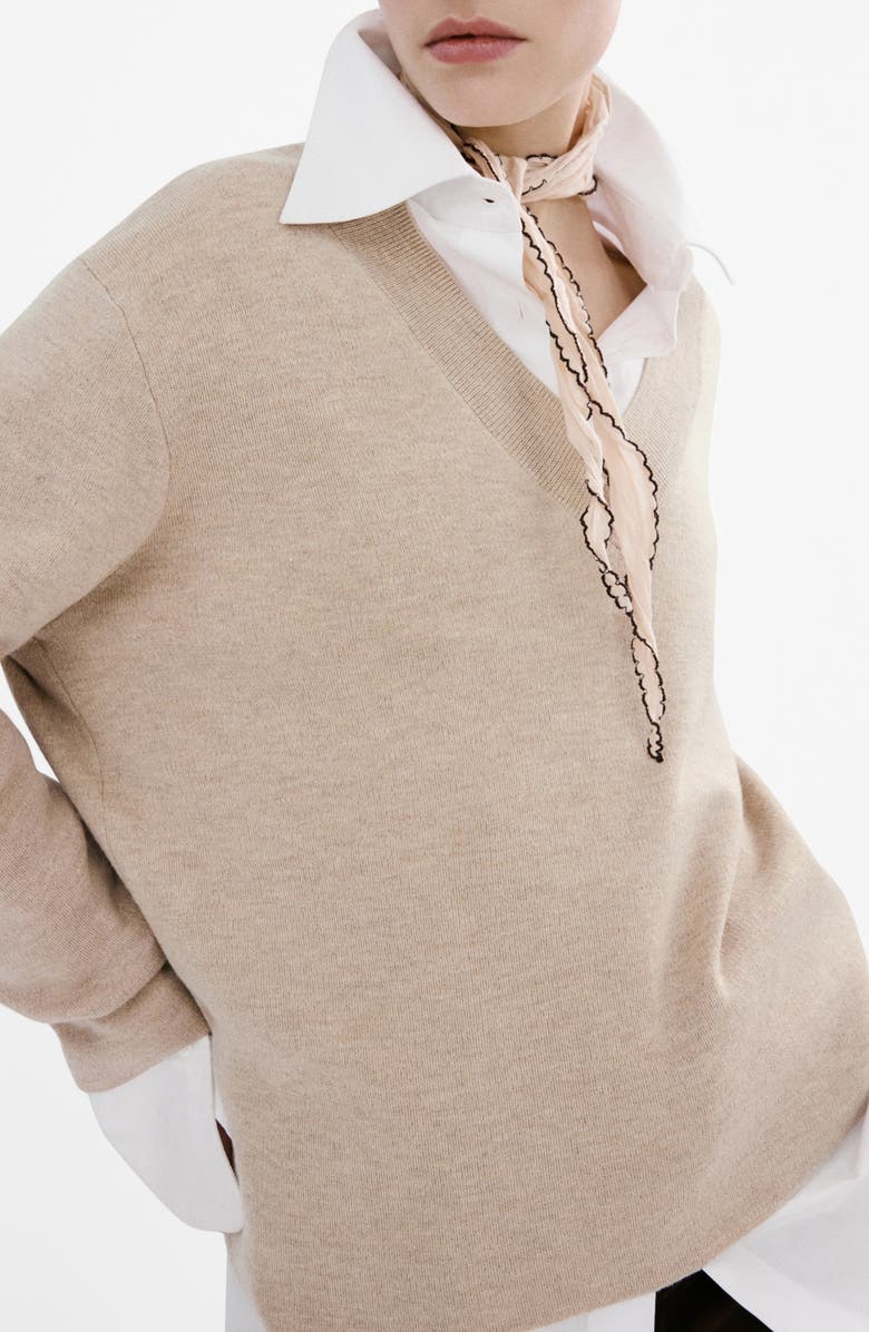 MANGO V-Neck Sweater, Alternate, color, Light/ Pastel Beige
