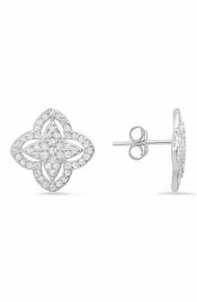 Queen Jewels Sterling Silver CZ Pavé Stud Earrings