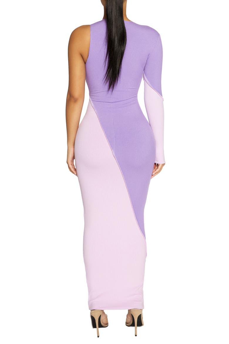 One Sleeve Rib Maxi Dress, Alternate, color, BLOOM/ PURPLE