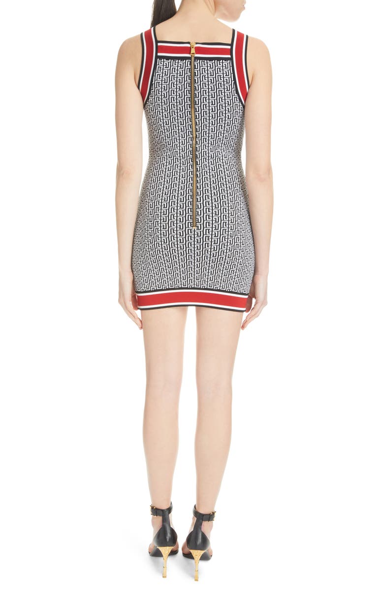 Balmain Monogram Wool Blend Knit Dress, Alternate, color,