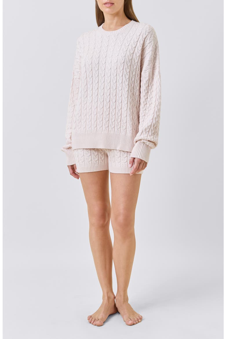 Cozy Cable Long Sleeve Pajama Top, Main, color, SHELL