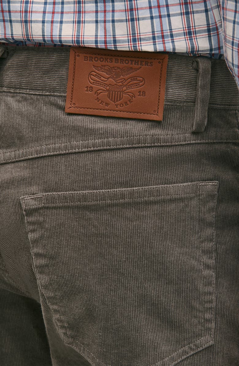 Brooks Brothers Stretch Cotton Corduroy Five Pocket Pants, Alternate, color, Charcoal Gray