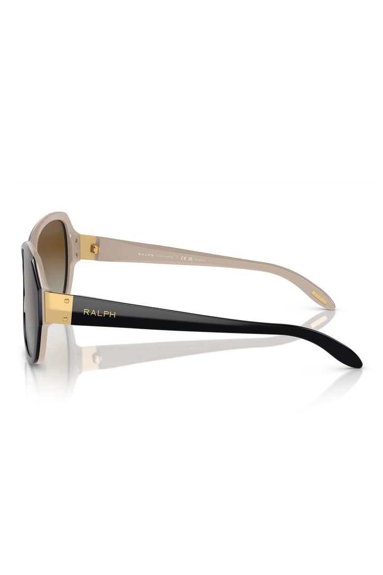 58mm Gradient Butterfly Sunglasses, Alternate, color, SHINY BLACK NUDE / BROWN