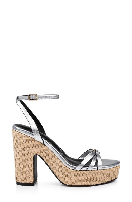 Shop L Agence L'agence Genevra Ankle Strap Platform Sandal In Silver Leather