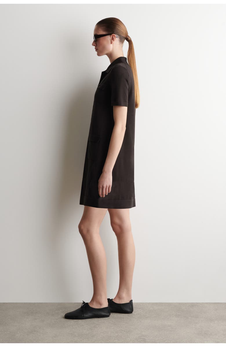 COS Pocket-detail Knitted Cotton Mini Dress, Alternate, color, Dark Brown