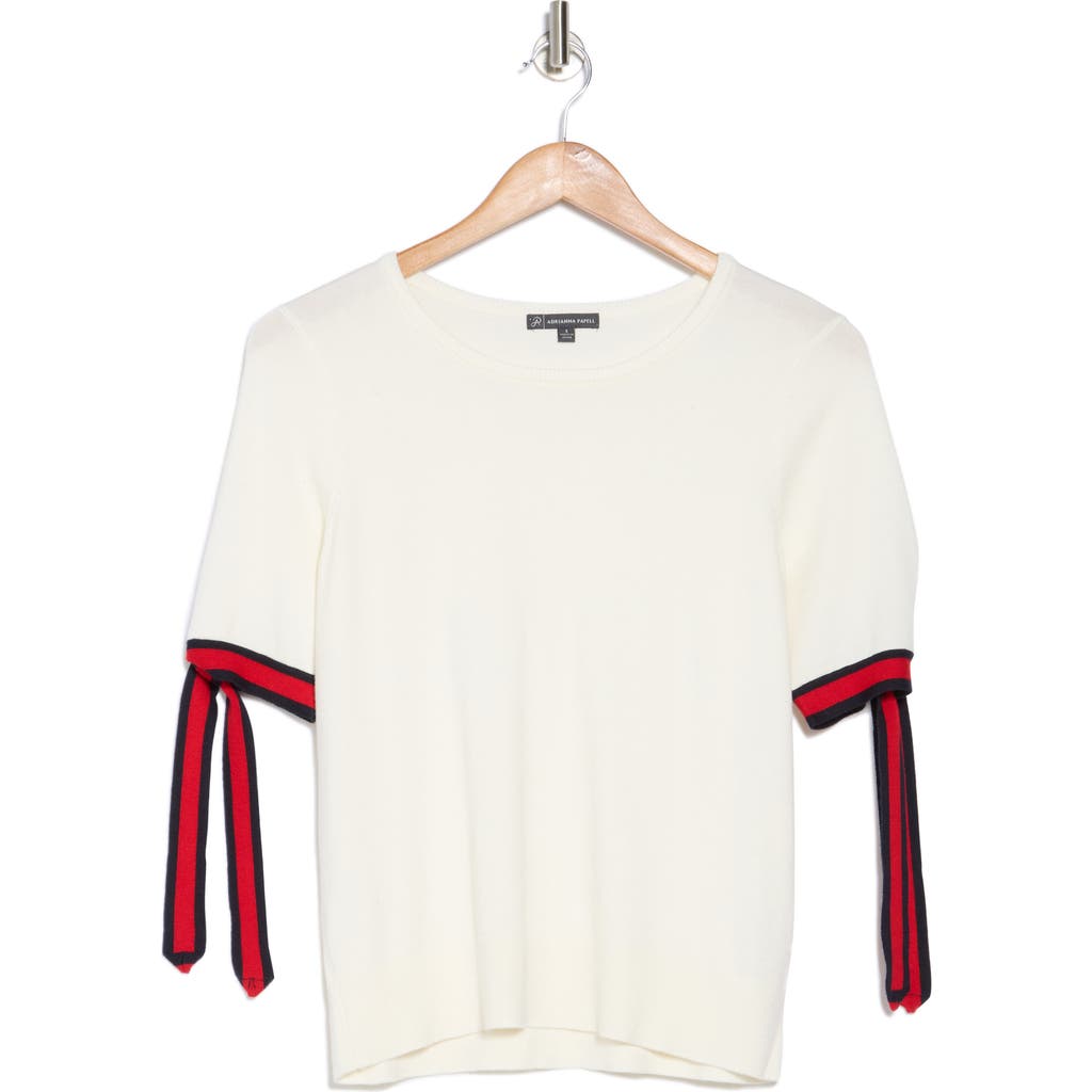 ADRIANNA PAPELL ADRIANNA PAPELL BOW TIE SHORT SLEEVE SWEATER