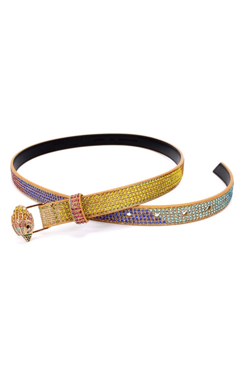 Kurt Geiger London Metallic Crystal Rainbow Belt, Alternate, color, Rainbow/ Shiny Brass