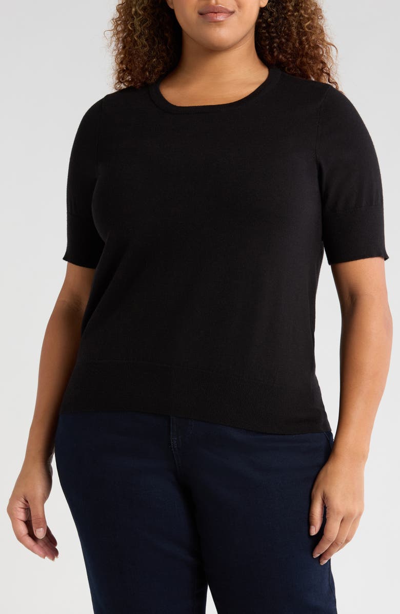 Universal Standard Rosie Short Sleeve Sweater, Main, color, Black