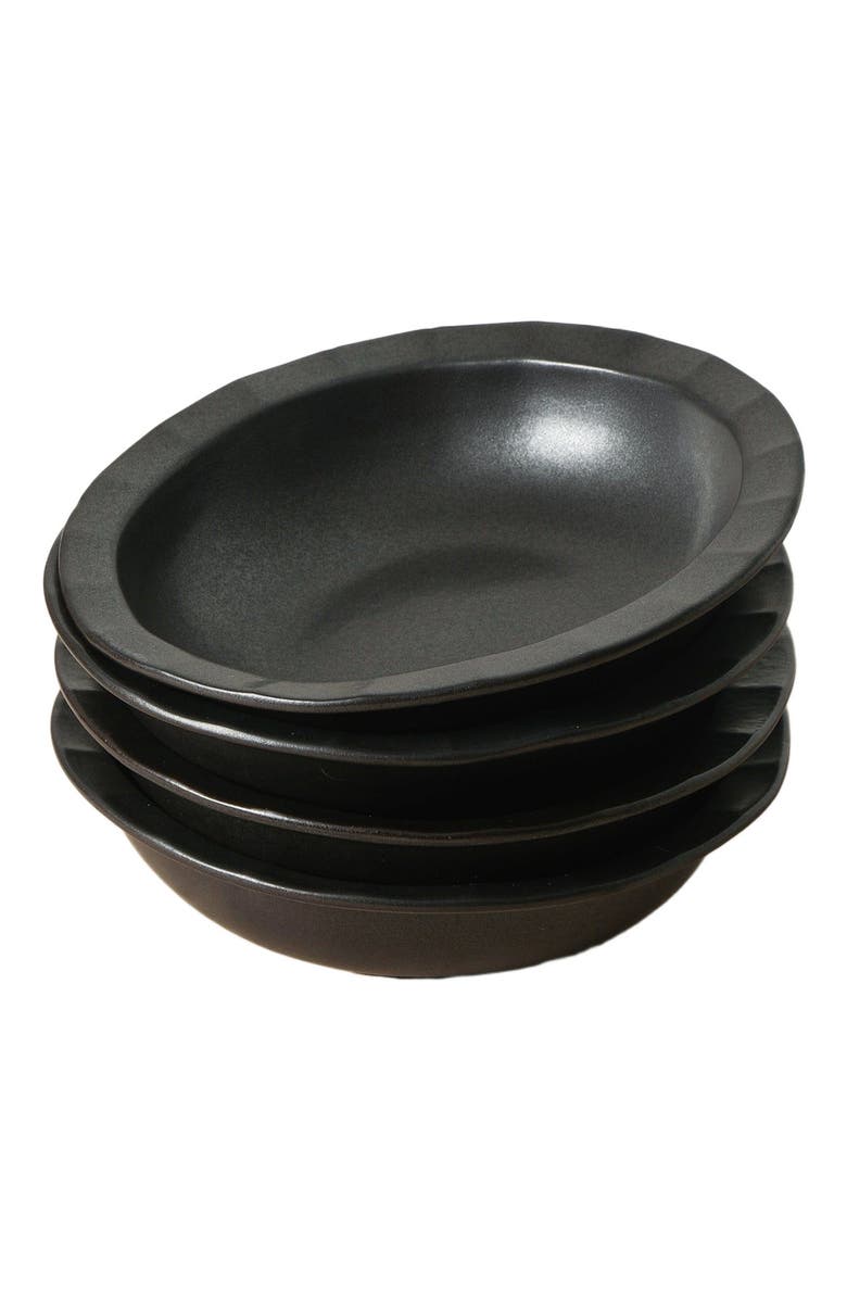 Stone Lain Oasis Stoneware 4-Piece Pasta Bowl Set, Main, color, Black