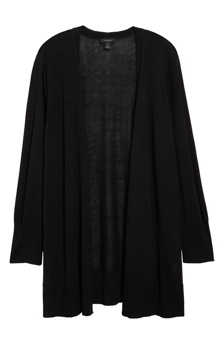 Halogen<sup>®</sup> Side Slit Linen Blend Cardigan, Alternate, color, Black