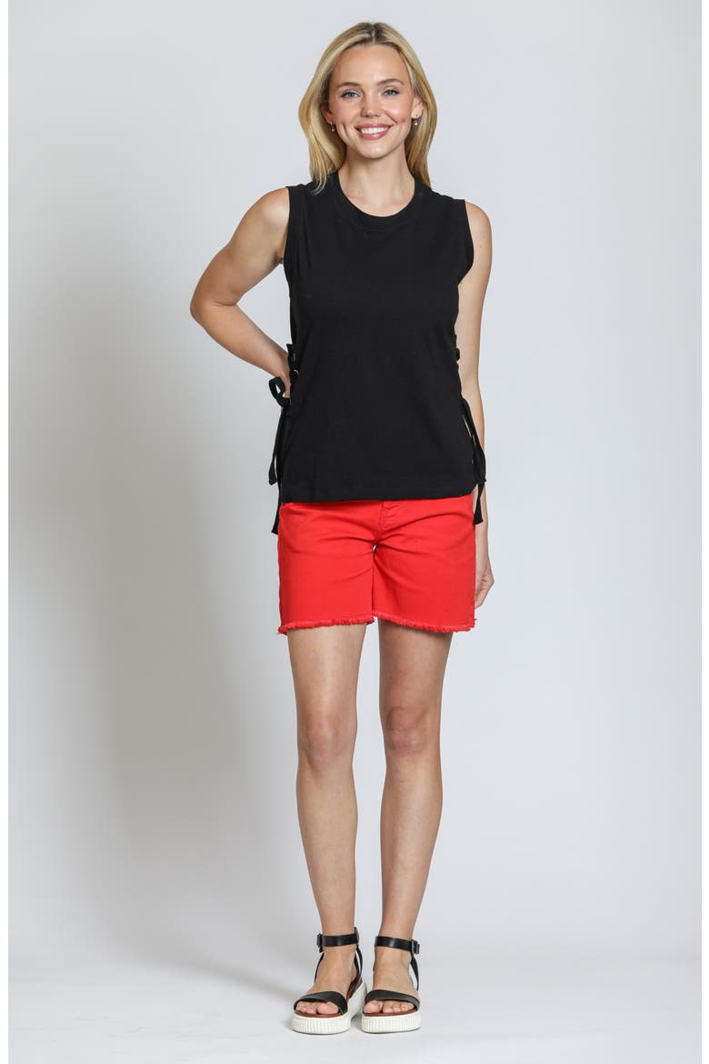 Side Laced Cotton Tank, Alternate, color, BLACK