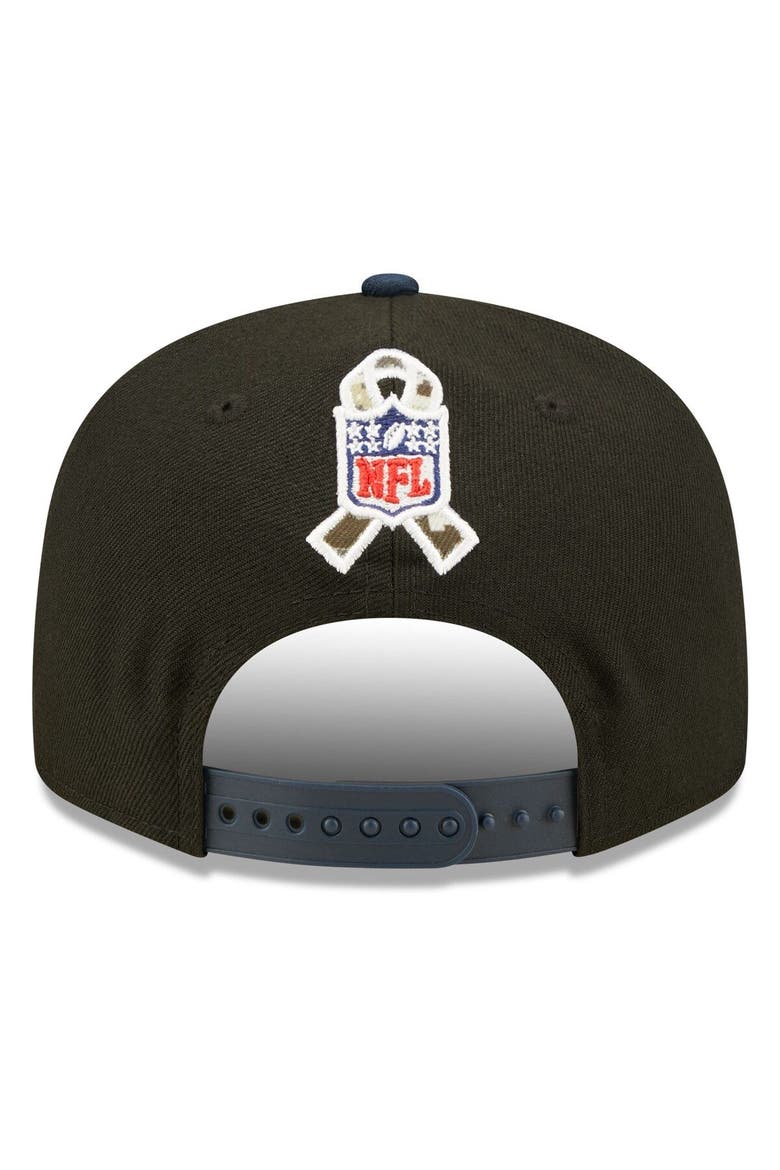 Men's New Era Black/Navy New England Patriots 2022 Salute To Service 9FIFTY Snapback Hat, Alternate, color, Black