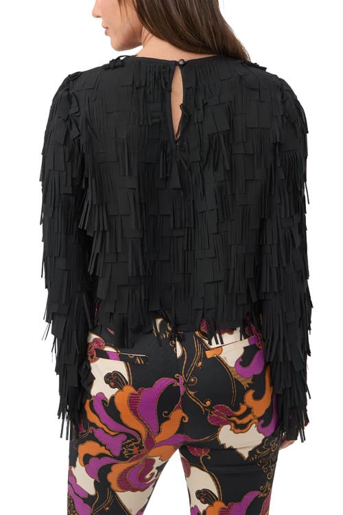 Trina Turk Chinaberry Fringe Top In Black