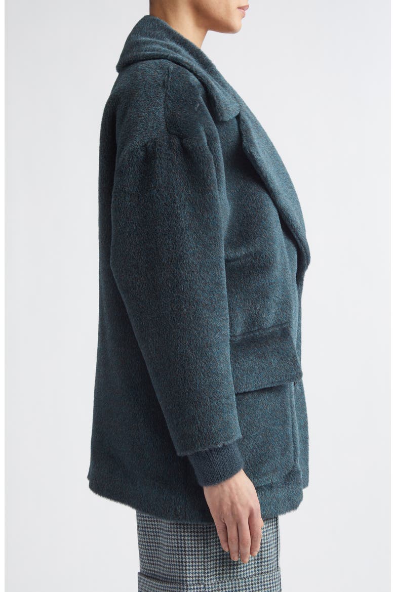 Double Breasted Alpaca & Virgin Wool Coat, Alternate, color, 178 DARK JADE