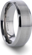 Larson Jewelers Shire Titanium Flat Wedding Ring Brushed Center With Polished Beveled Edges