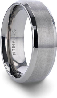 Larson Jewelers Shire Titanium Flat Wedding Ring Brushed Center With Polished Beveled Edges