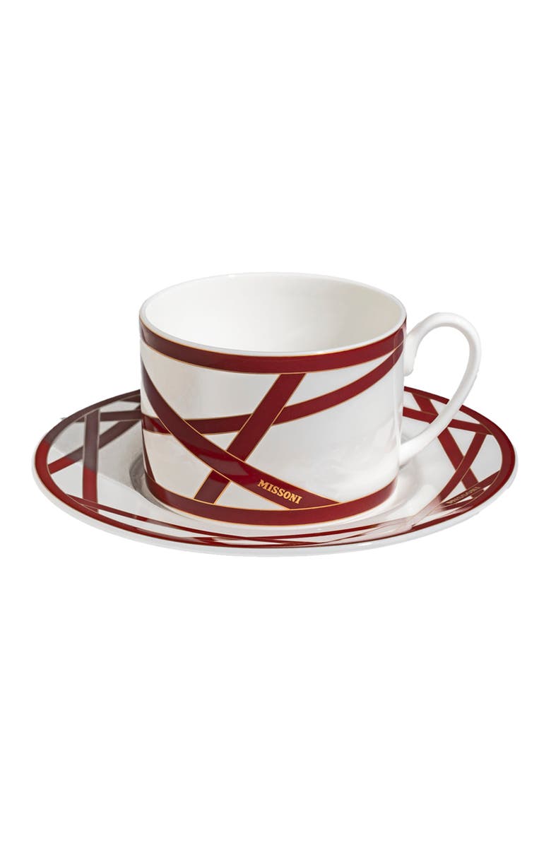 Missoni Tea Cup & Saucer Set Of 2 In Luxury Box, Alternate, color, Bordeaux