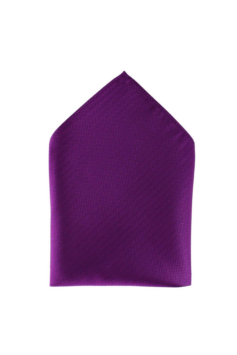 Etched Herringbone Twist Pocket Square, Main, color, Purple