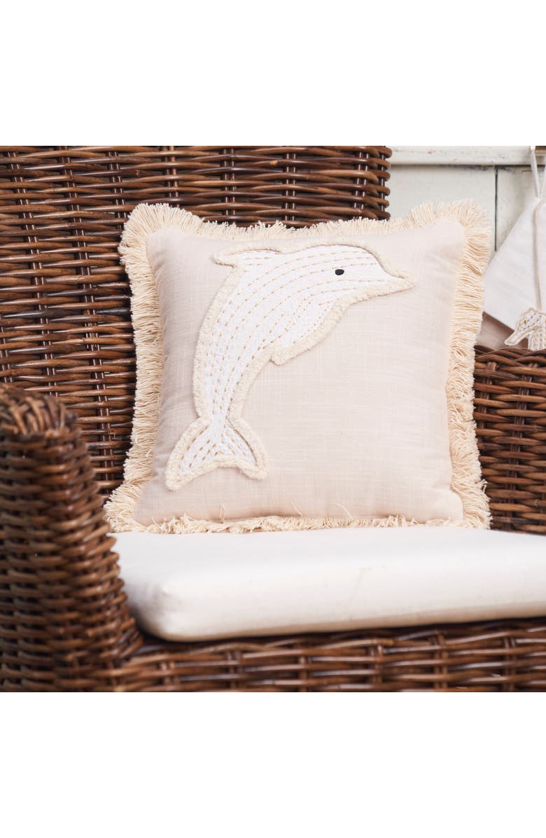 C&F Home Golden Coast Dolphin Throw Pillow, 12" x 12", Alternate, color, Off-White