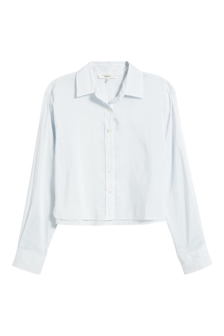 Stripe Cotton & Silk Button-Up Shirt, Alternate, color, LIGHT CHAMBRAY MULTI