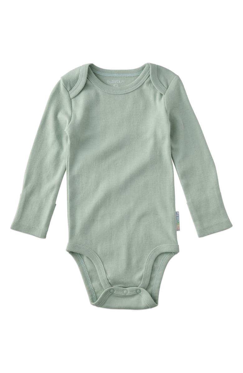 BUTTERBLU Blake Set of 5 Organic Cotton Bodysuits, Alternate, color, Seafoam