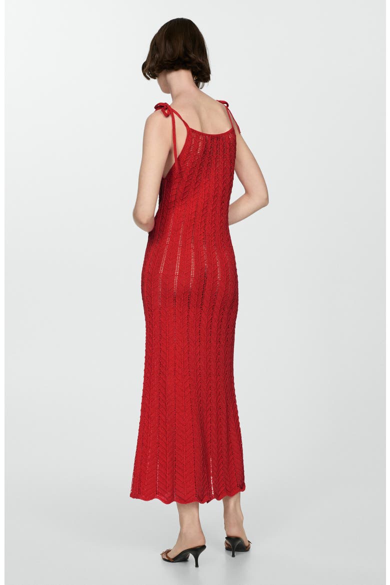 Tie Strap Openwork Knit Dress, Alternate, color, CORAL RED
