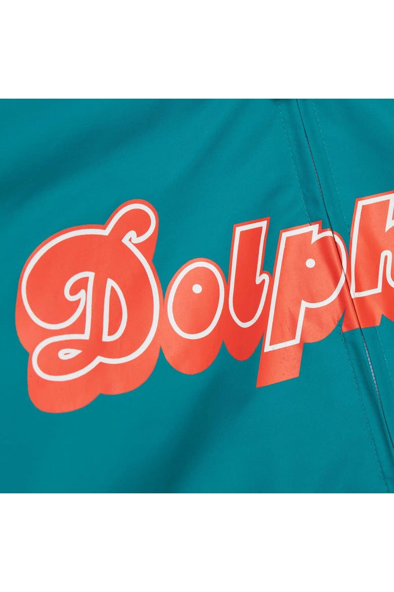 Men's Mitchell & Ness Dan Marino Aqua Miami Dolphins Retired Player Graphic Full-Zip Satin Jacket, Alternate, color, Aqua