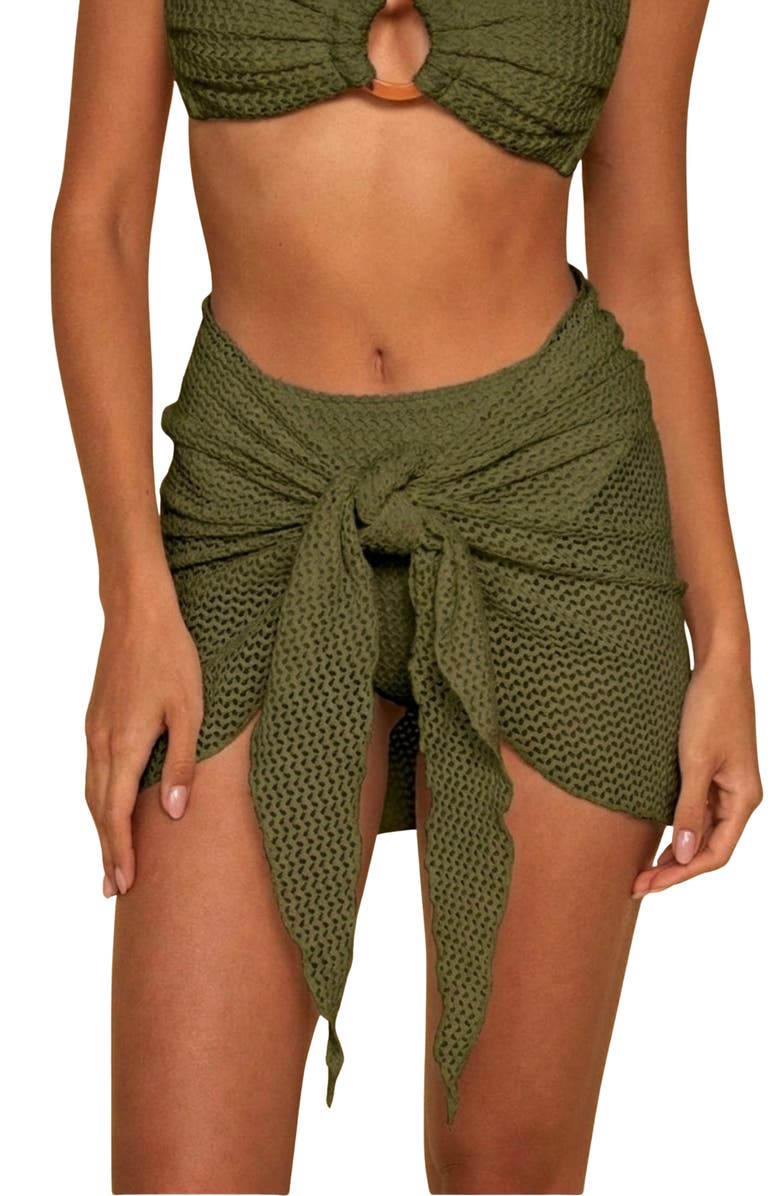 MONTCE Olive Sheer Cover-Up Sarong, Main, color, Olive Crochet