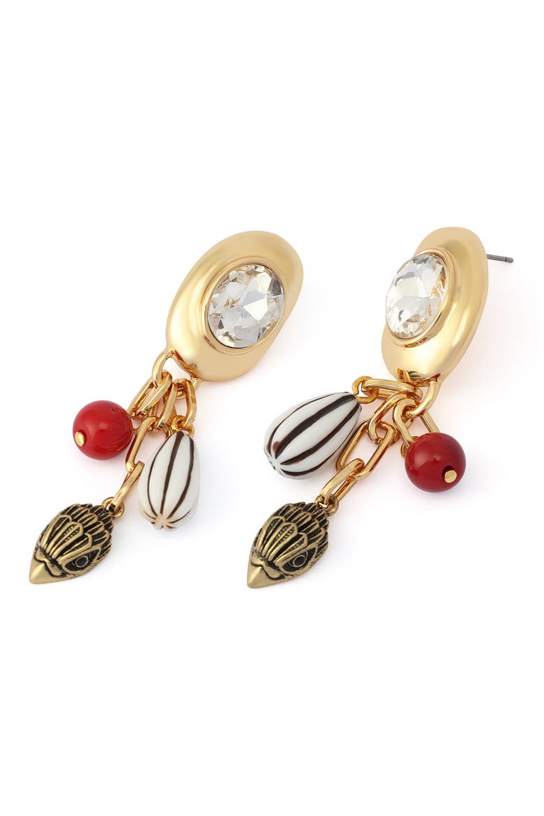 Bezel Stone Charm Drop Earrings, Alternate, color, GOLD MULTI