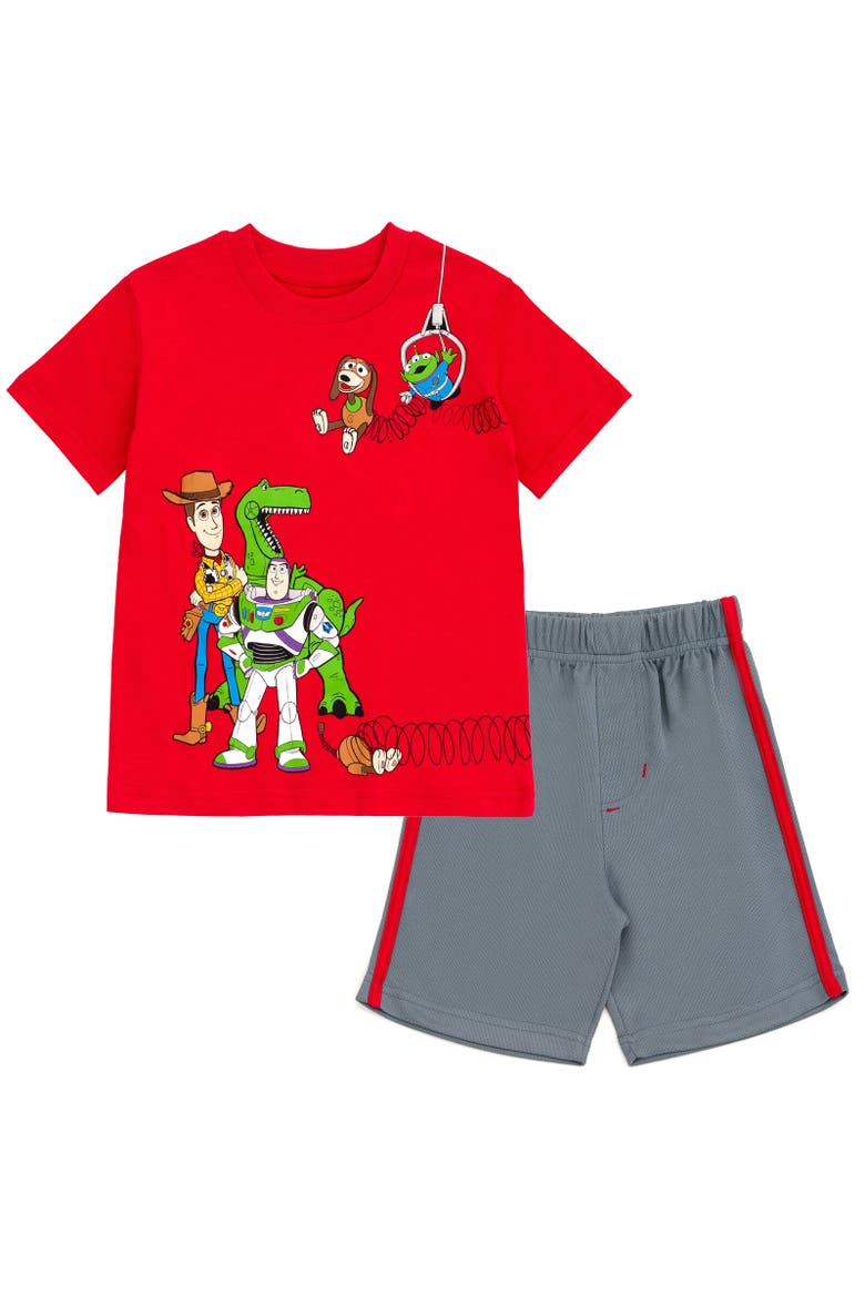 T-Shirt & Mesh Shorts Set, Main, color, Toy Story Red