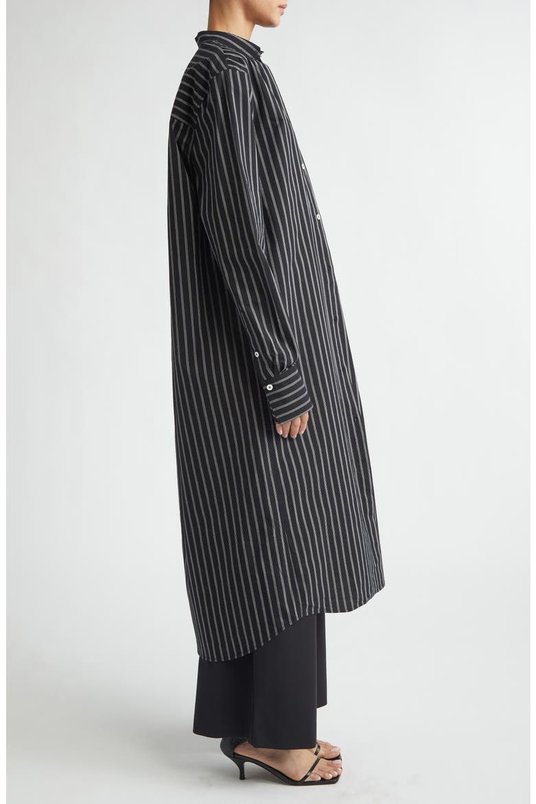 Stripe Long Sleeve Cotton Blend Tunic Shirtdress, Alternate, color, BLACK/ WHITE