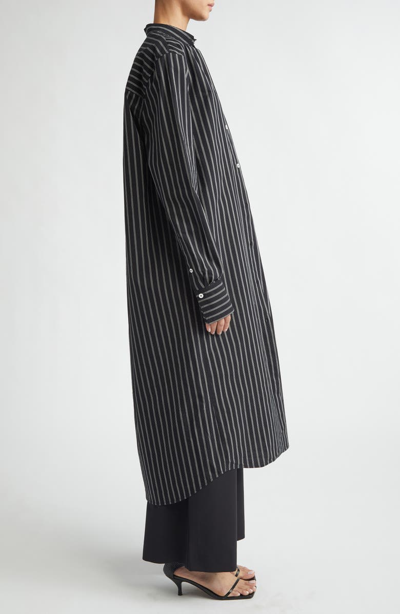 TOTEME Stripe Long Sleeve Cotton Blend Tunic Shirtdress, Alternate, color, Black/ White