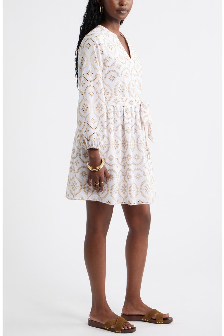 Embroidered Eyelet Lace Dress, Alternate, color, WHITE- TAN SHORE EMBROIDERY