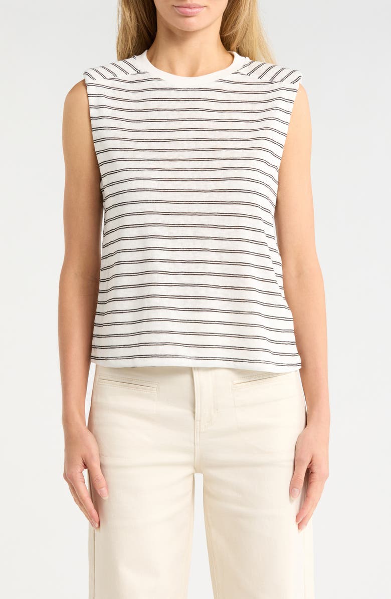 Habitual Shoulder Pad Tank, Main, color, Marshmallow Salute