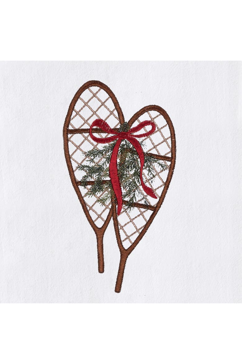 Snow Shoes with Mistletoe Winter Sports Christmas Towel, Alternate, color, Red