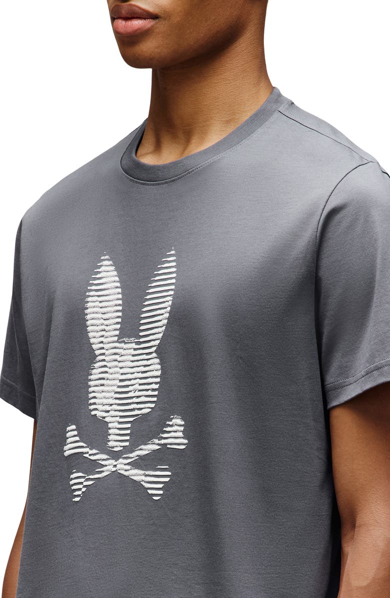 Psycho Bunny Grant Dimensional Bunny Pima Cotton Graphic T-Shirt, Alternate, color, Blackened Pearl
