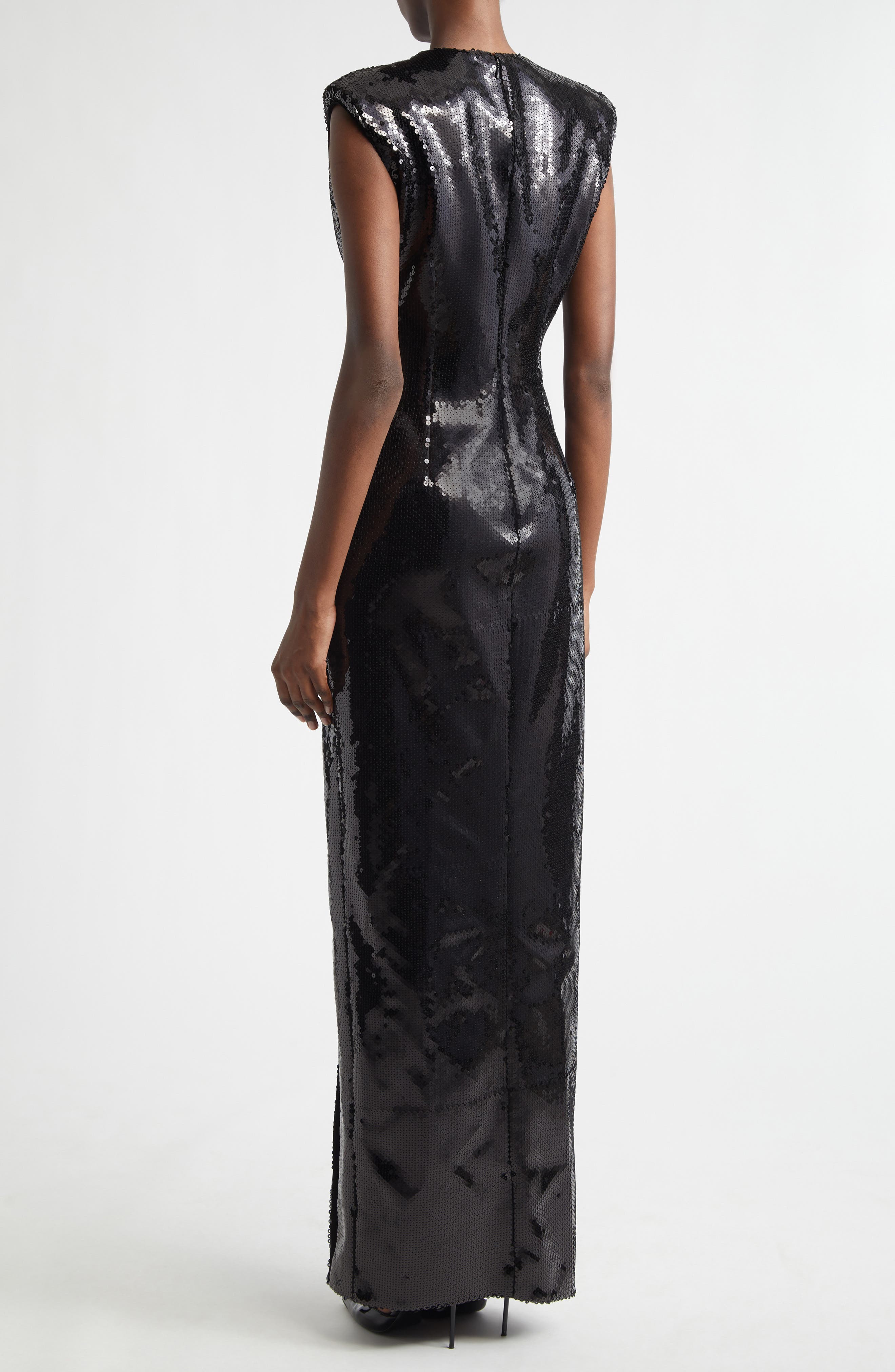 Sequin Draped Side Chain Dress - image 2