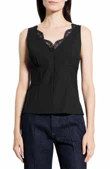 Lace Trim Tailored Virgin Wool Blend Top
