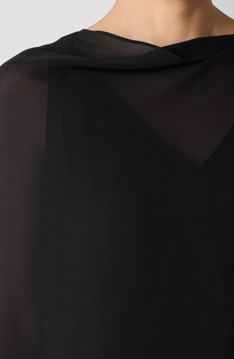 Eileen Fisher Tie Front Silk Jacket, Alternate, color, Black