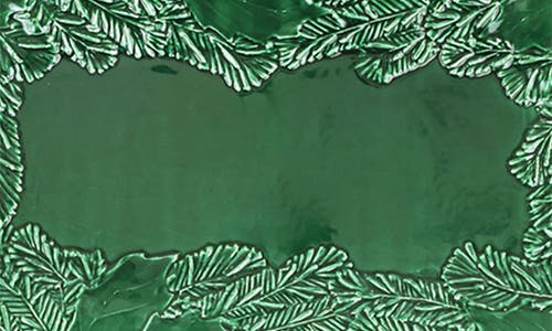Vietri Lastra Holiday Figural Handled Rectangular Platter In Green