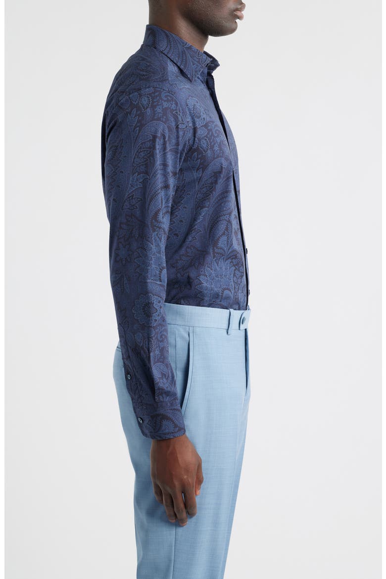Roma Stretch Cotton Dress Shirt, Alternate, color, STAMPA F.DO BLUE