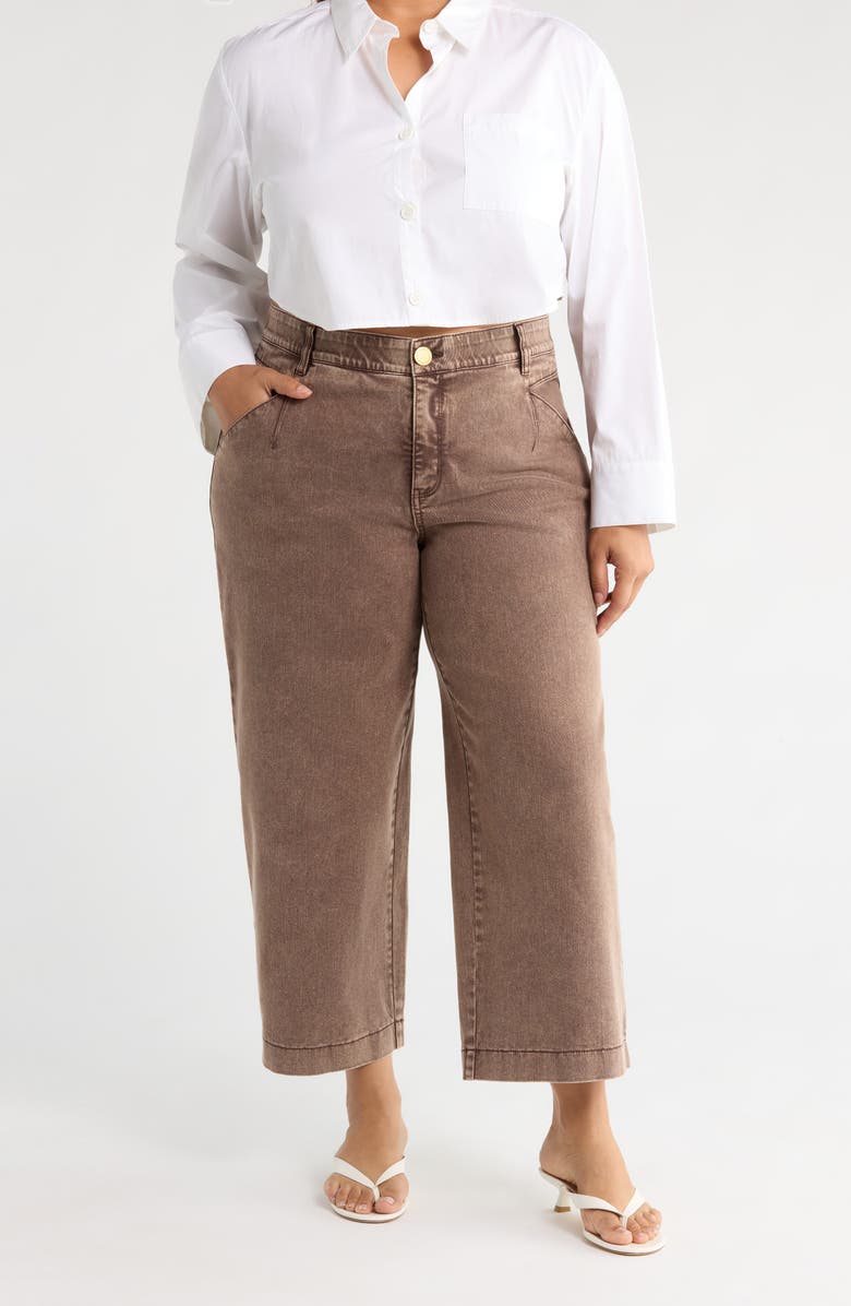 Wit & Wisdom Wyatt Skyrise High Waist Ankle Wide Leg Jeans, Main, color, Washed Dark Walnut