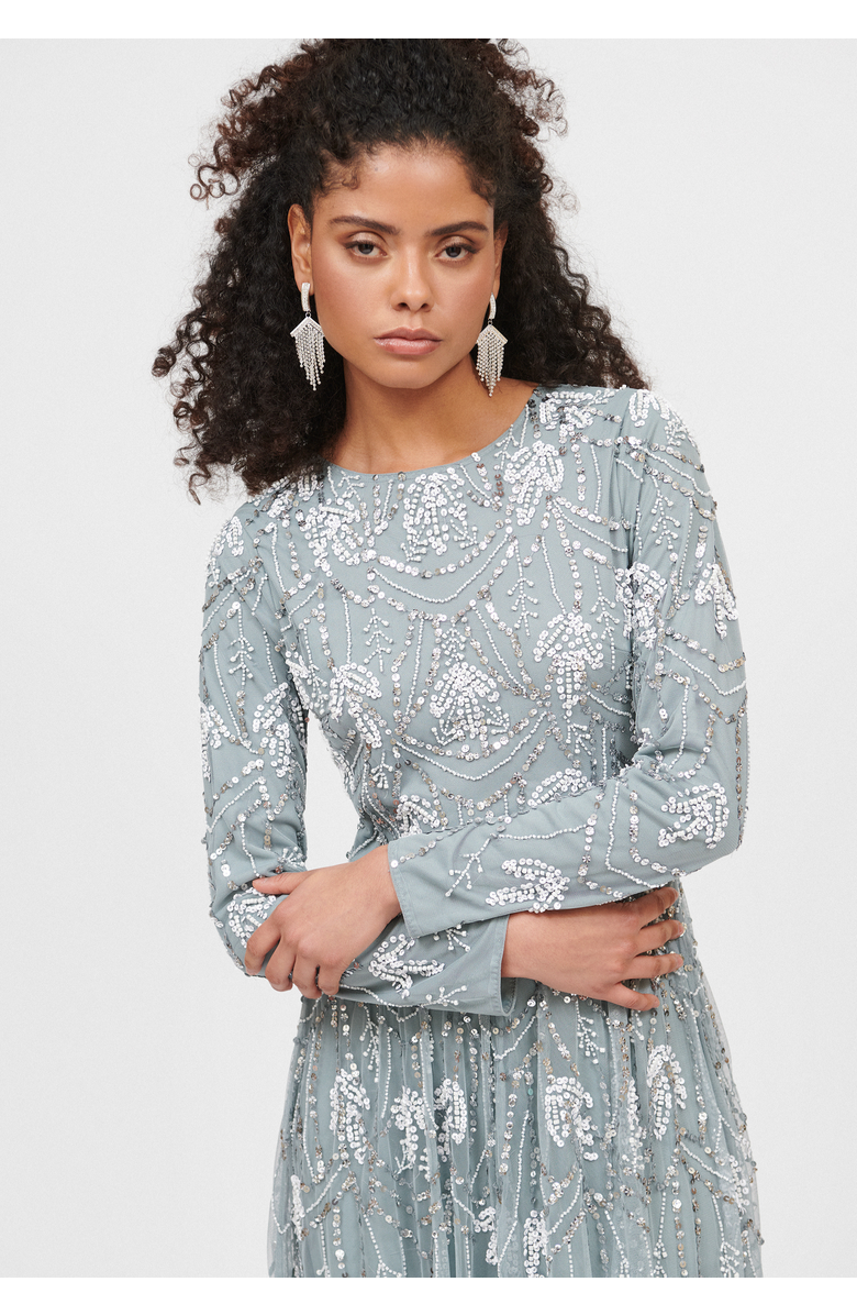 MARYISA Occasion Modest Embellished Sequin Beaded Floral Evening Maxi Dress, Alternate, color, 