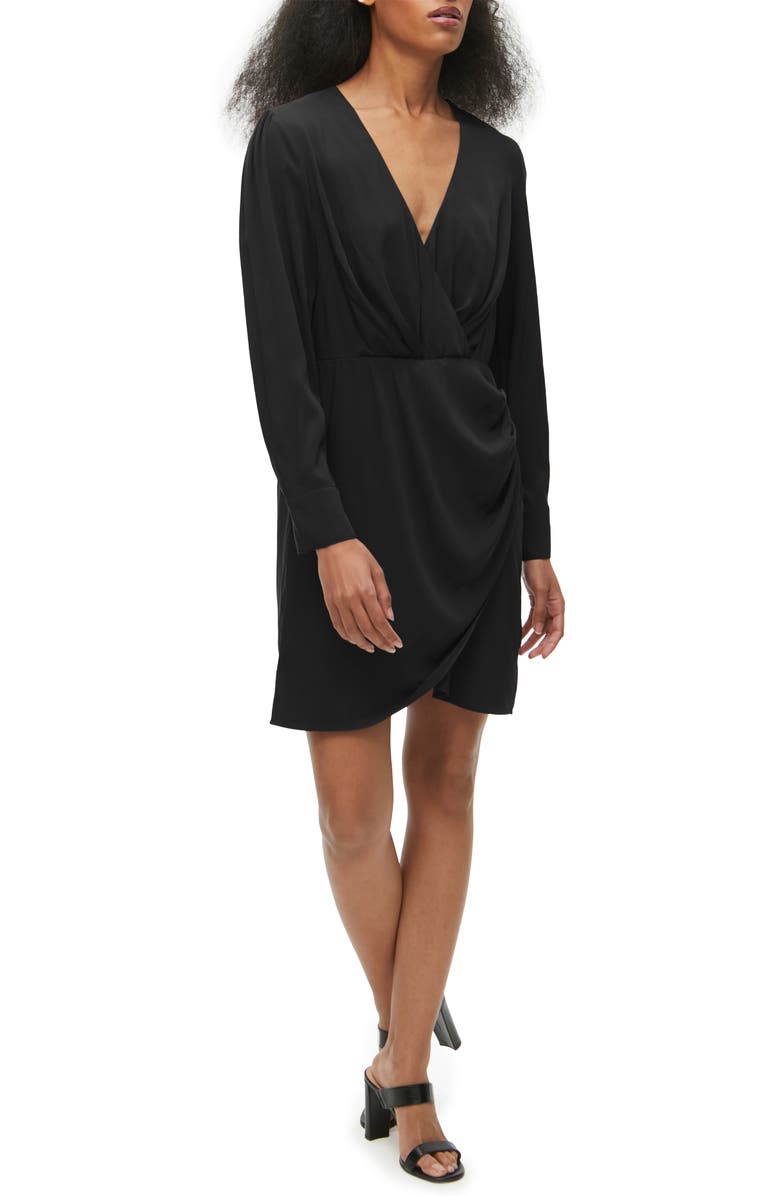 Michael Stars Mary Surplice Long Sleeve Faux Wrap Dress, Alternate, color, 