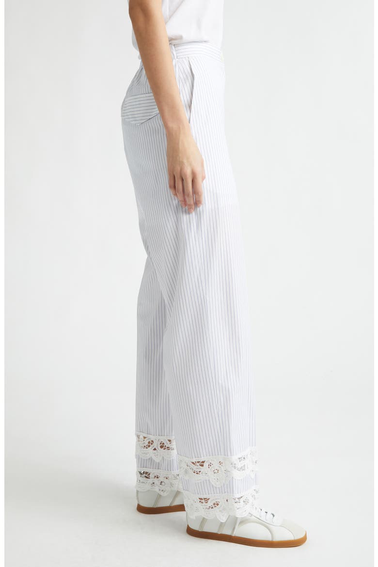 Lace Trim Stripe Wide Leg Pants, Alternate, color, IVORY/ BLACK