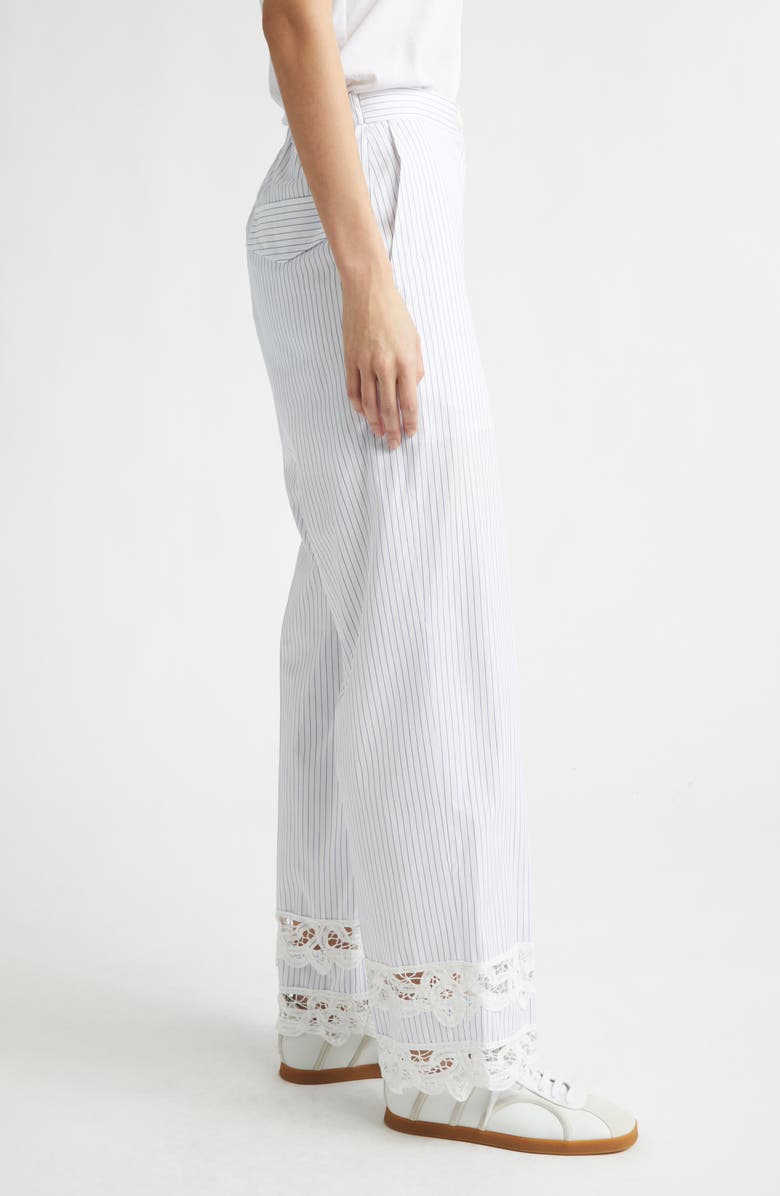EENK Lace Trim Stripe Wide Leg Pants, Alternate, color, Ivory/ Black