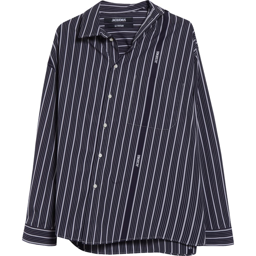 Jacquemus La Chemise Cuadro Asymmetric Button-up Shirt In Blue
