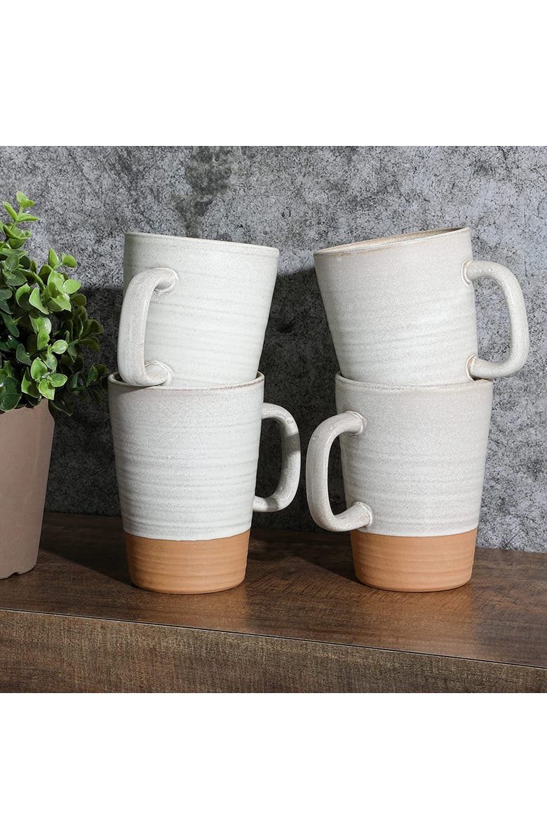 Gibson Elite Dreamweaver 4 Piece 17 Ounce Round Earthenware Mug Set, Alternate, color, Beige