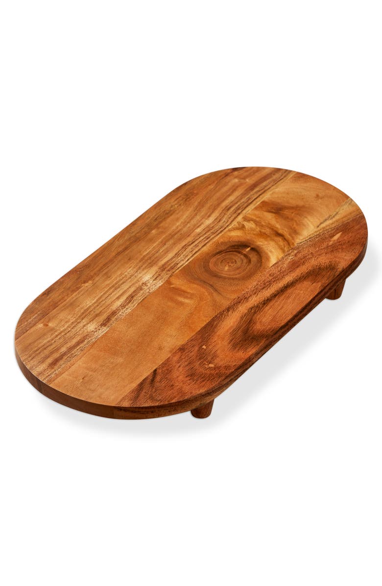 tag Arc Oval Footed Server Natural Acacia Wood Everyday Serving Tray, Main, color, Brown