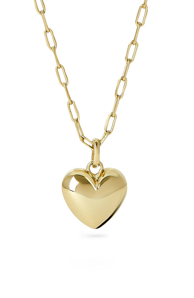 Ana Luisa Lev Puffy Heart Pendant Necklace, Main, color, Gold